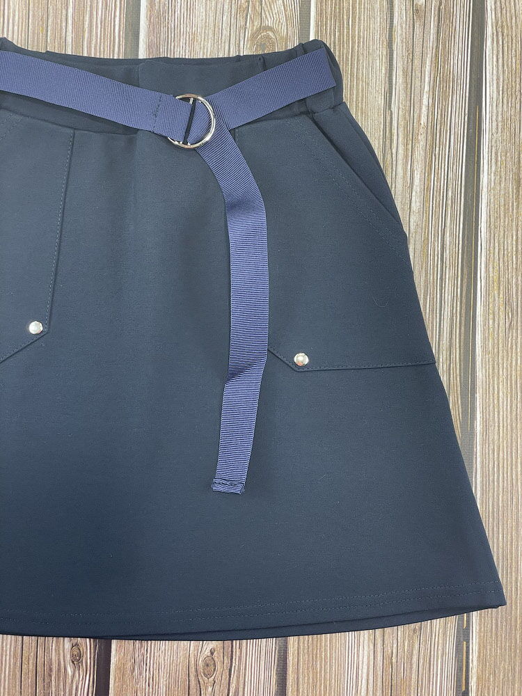Трикотажная юбка для девочки Mevis синяя 3267-01 - картинка