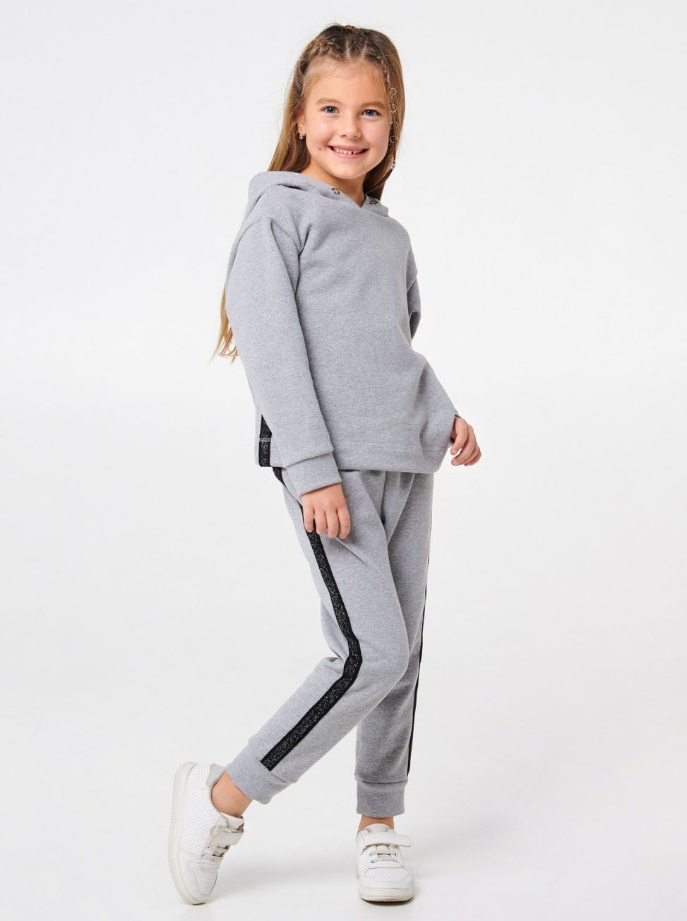 Утепленный спортивный костюм для девочки Smil серый меланж 117326/117327 - Украина