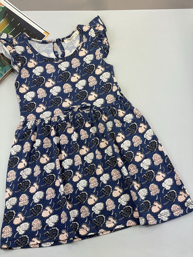 Платье для девочки Breeze Листики синее 15905 - фото