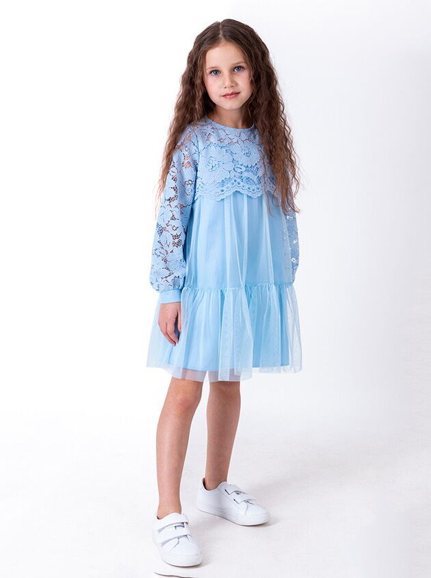 Нарядное платье для девочки Mevis голубое 4057-02 - цена