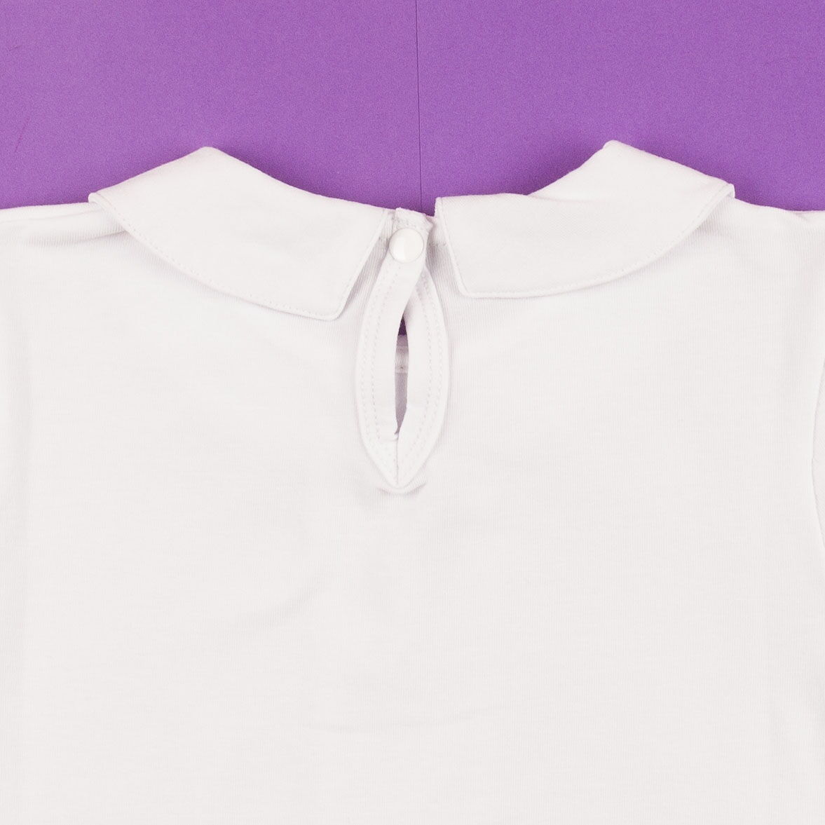 Блузка трикотажная с кружевом для девочки КЕНА белая 314626 - фотография