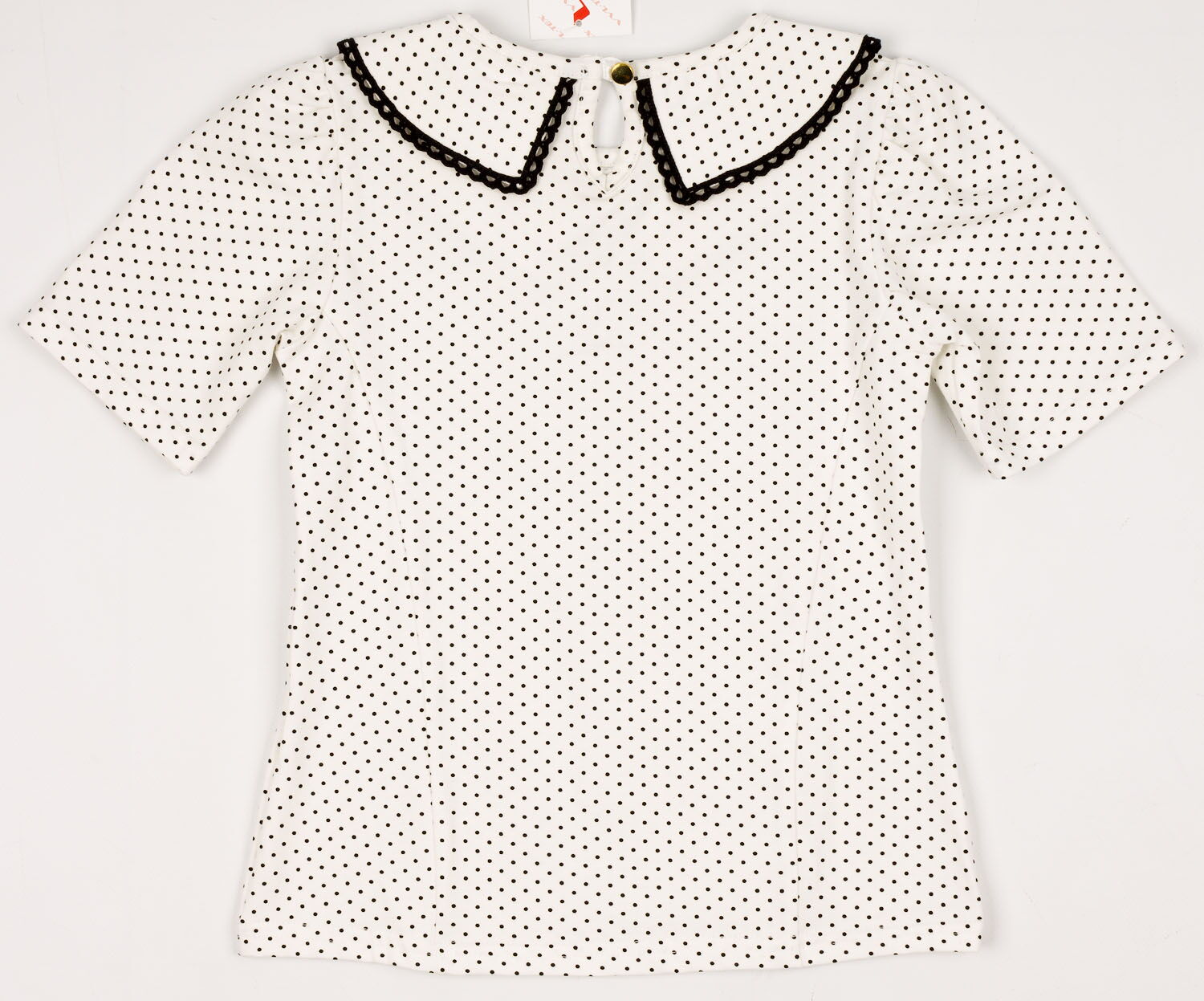 Блузка трикотажная с коротким рукавом для девочки VVL кремовая 337/1 - фото