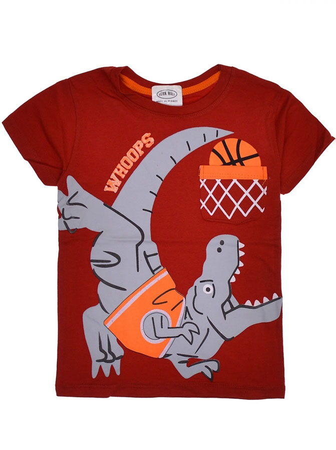 Футболка для мальчика Whoops Динозавр красная 21937 - фото