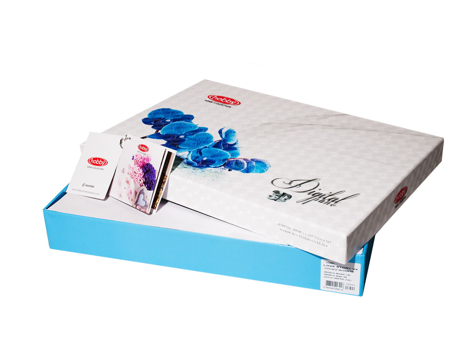 Комплект постельного белья HOBBY 3D Poplin Cristina голубой 200*220 - размеры