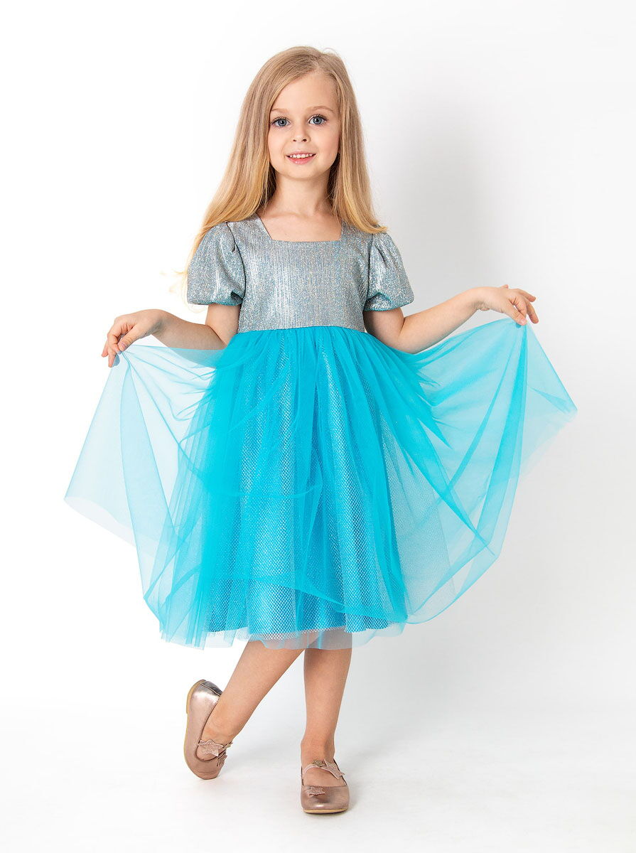 Нарядное платье для девочки Mevis голубое 4043-03 - цена