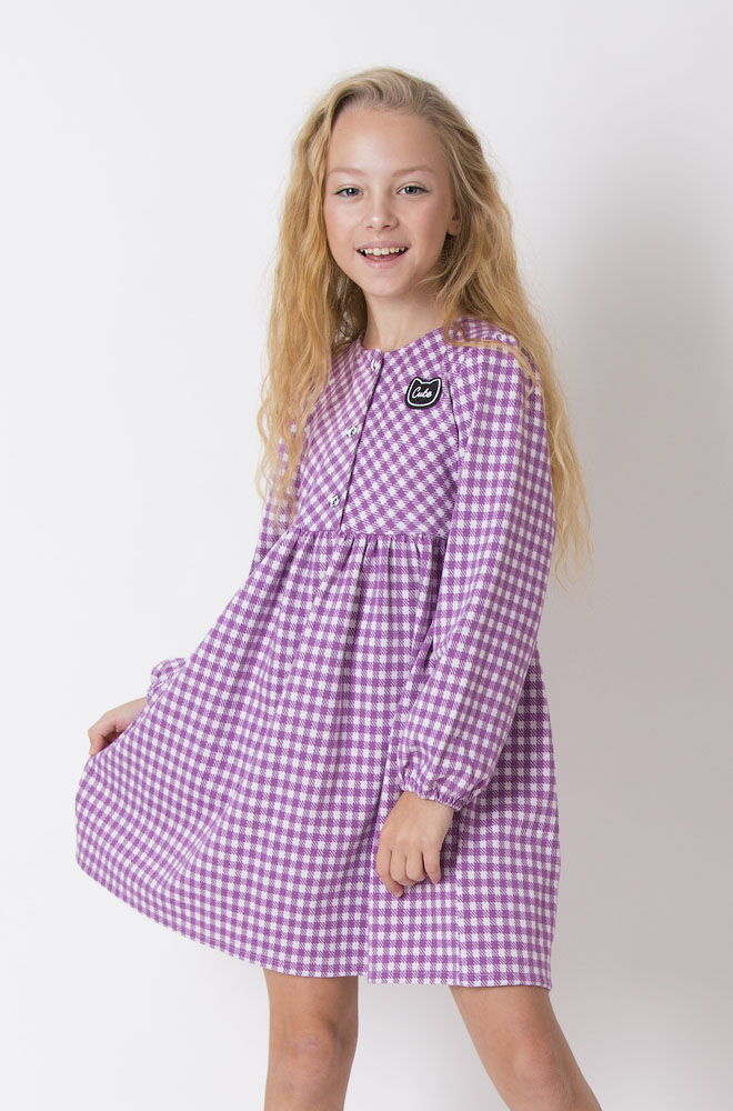 Платье для девочки Mevis Клетка фиолетовое 3978-06 - цена