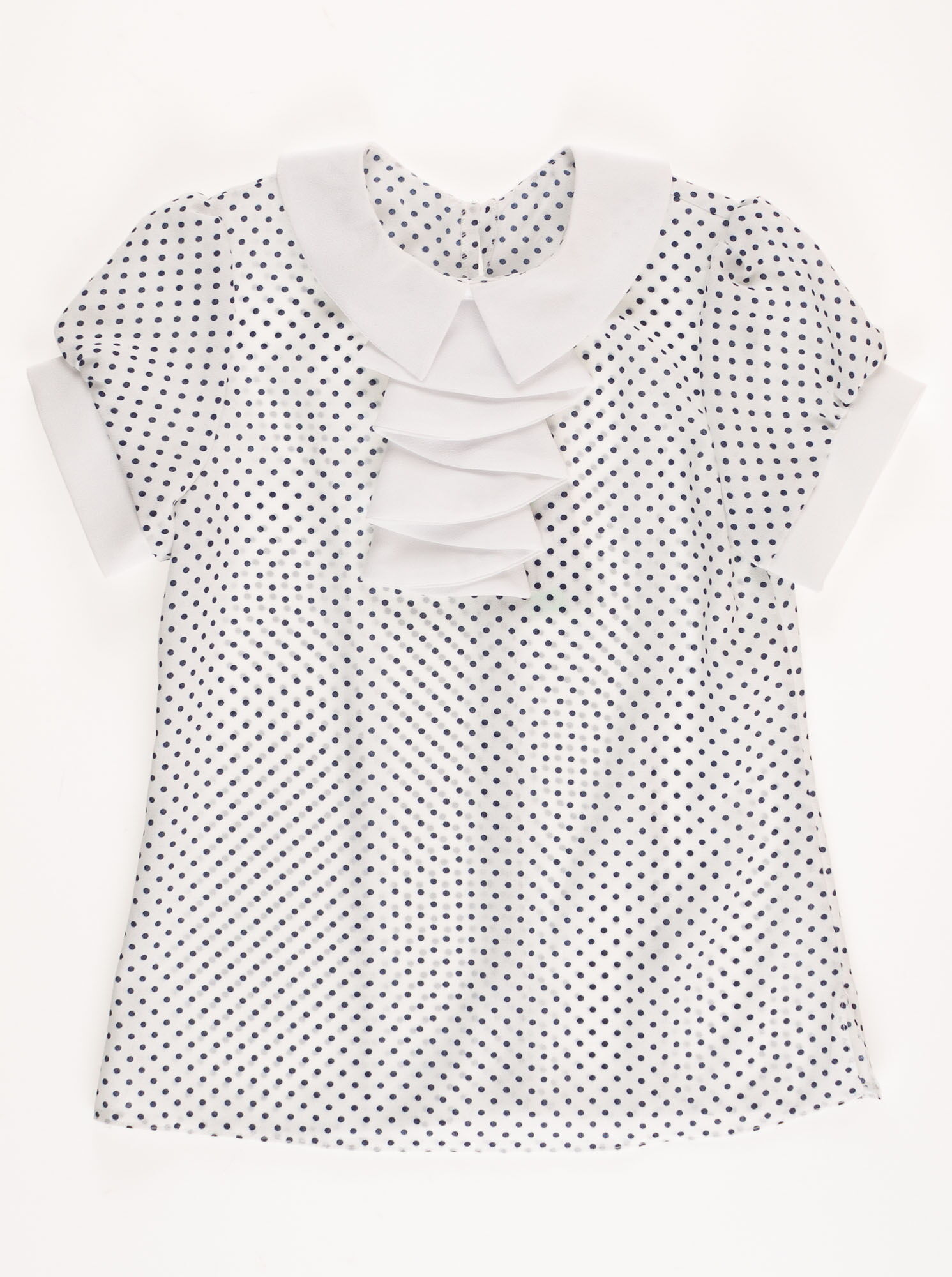 Блузка с коротким рукавом для девочки Польша Горох белая 03914 - цена