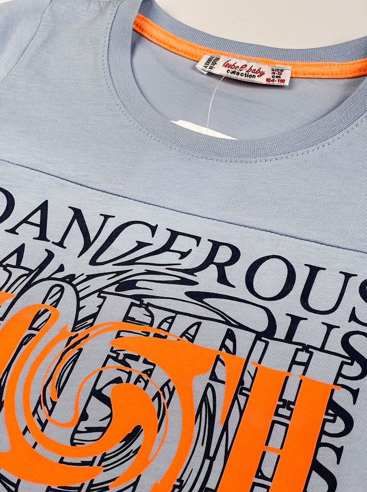 Футболка для мальчика Isobel Dangerous голубая 12107 - размеры