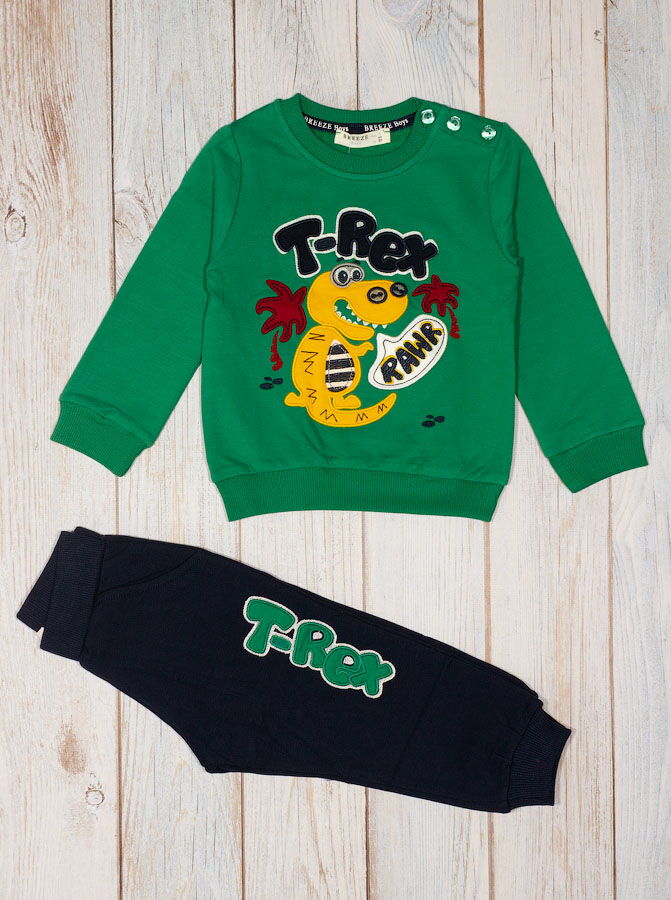 Спортивный костюм для мальчика Breeze T-REX зеленый 14423 - цена