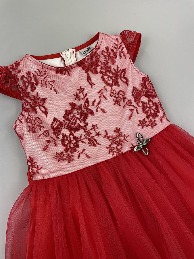 Нарядное платье для девочки Mevis красное 2620-04 - картинка