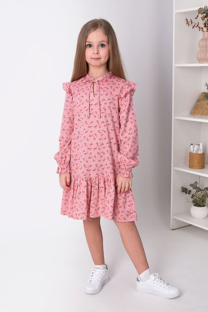 Платье для девочки Mevis Цветочки розовое 4968-04 - фото