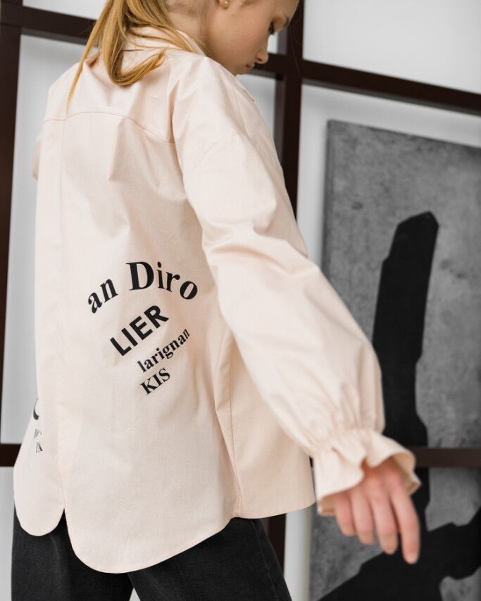 Рубашка для девочки Tair Kids бежевая 7917 - фото