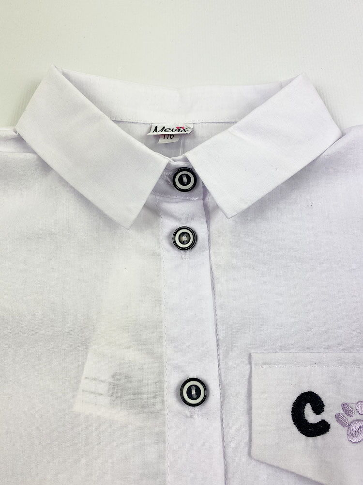 Рубашка для девочки Mevis белая 4274-03 - фото