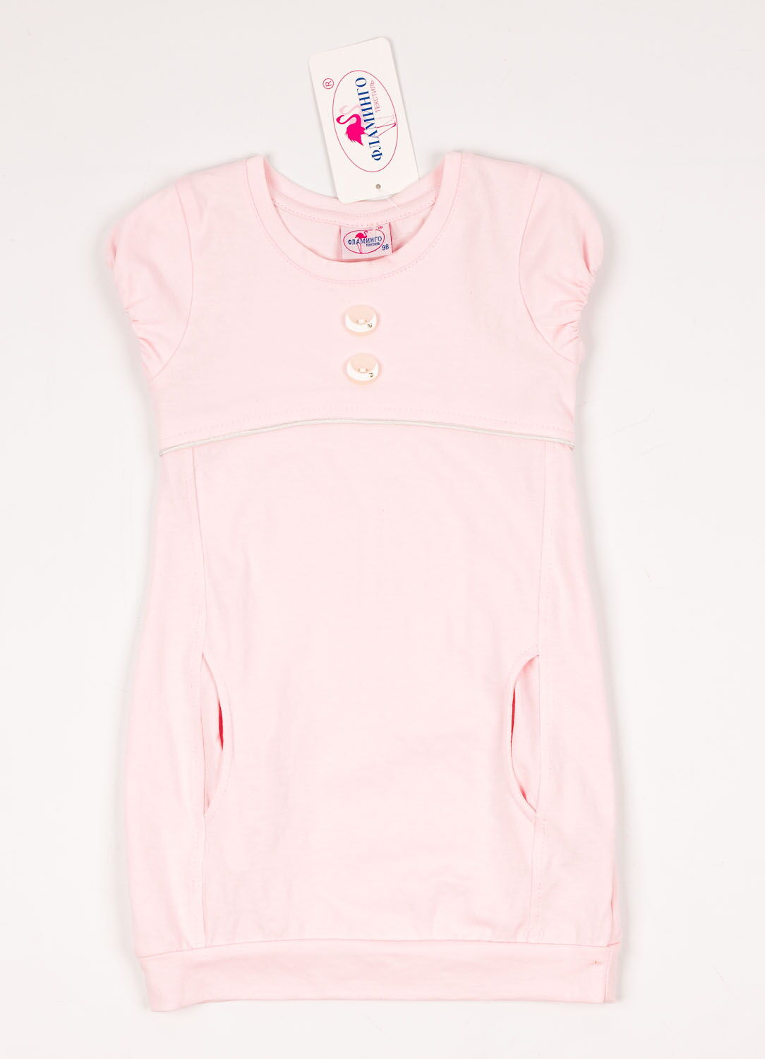 Платье-туника для девочки Фламинго розовое 904-416 - фото