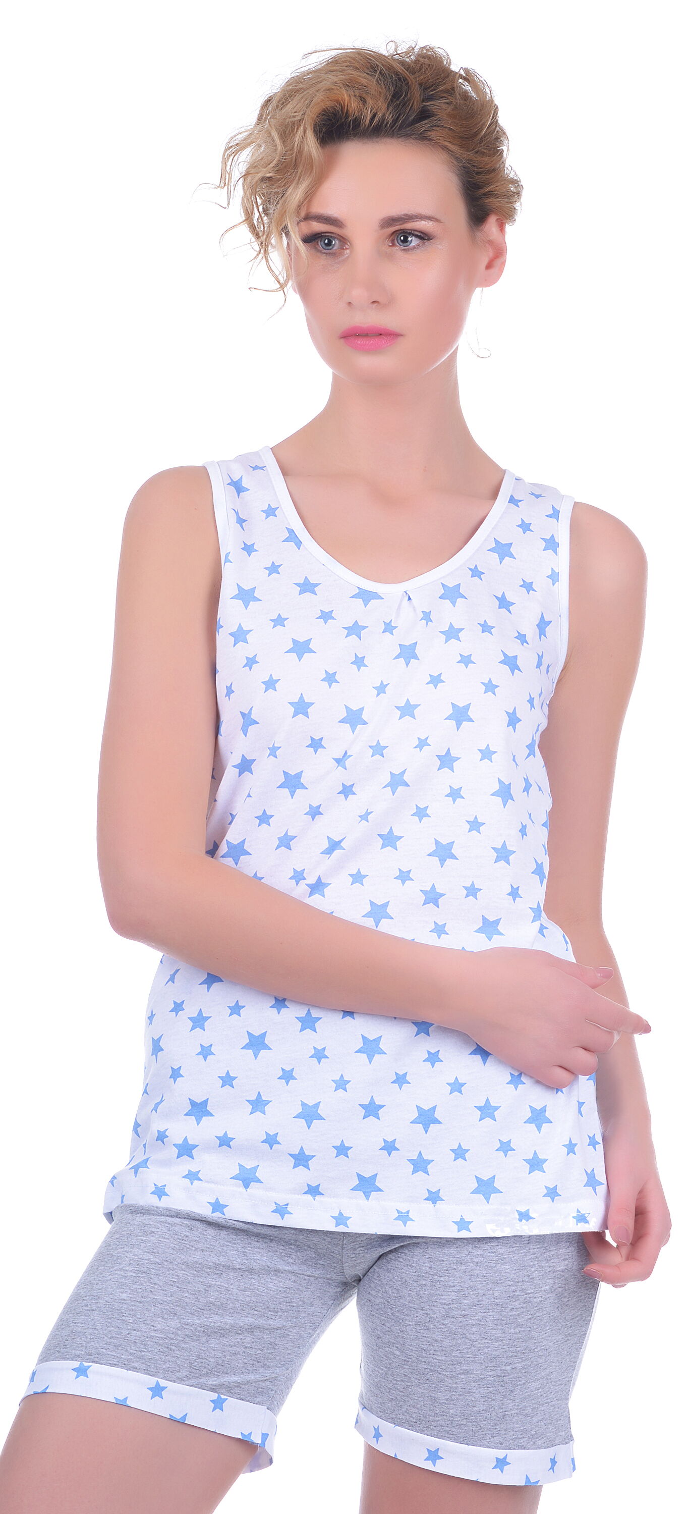 Комплект женский (майка+шорты) MISS FIRST STARS голубой - цена