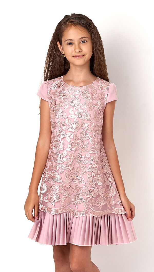 Кружевное нарядное платье для девочки Mevis розовое 2997-02 - цена