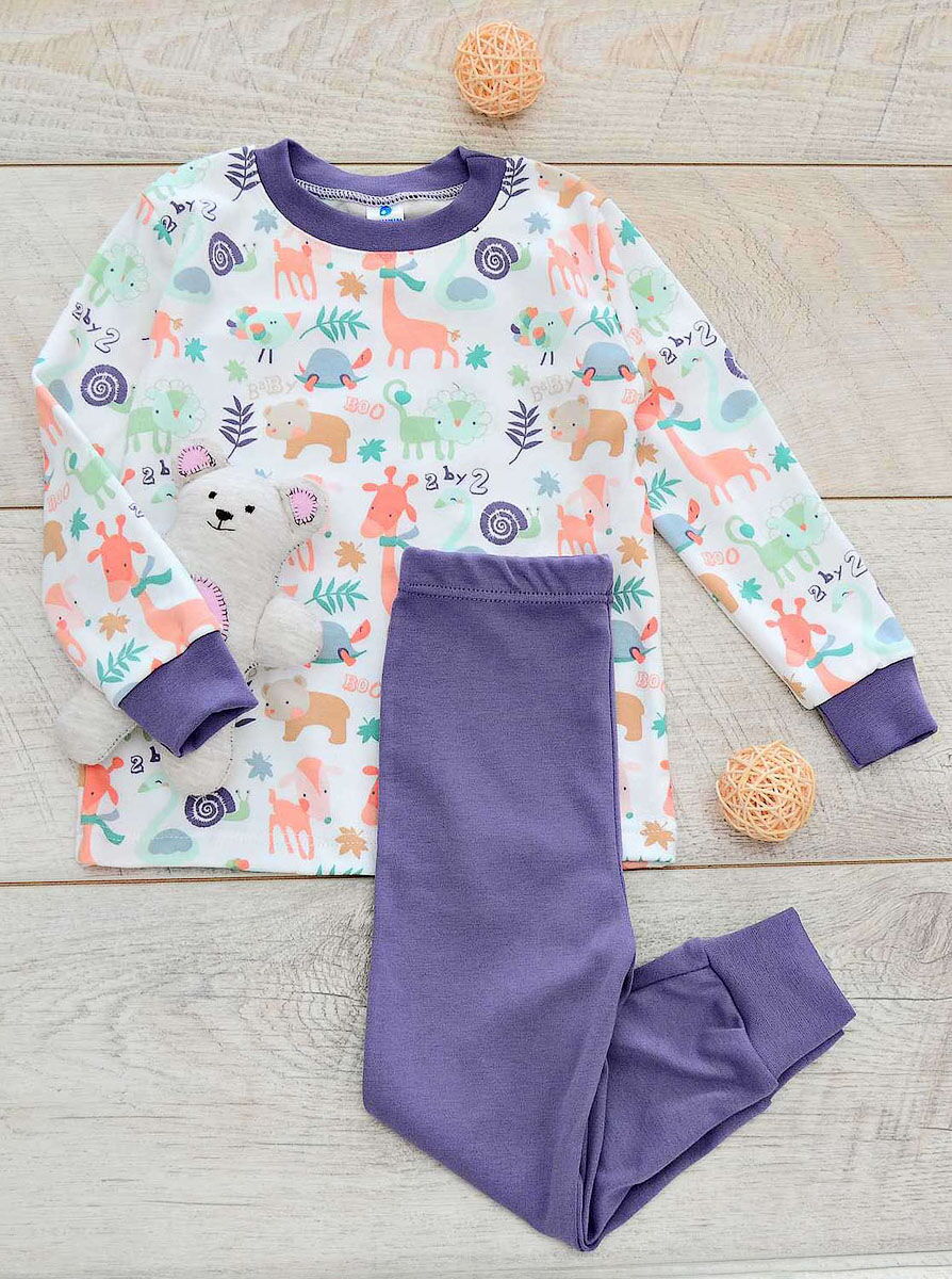 Пижама для девочки Minikin Животные фиолетовая 194703 - цена