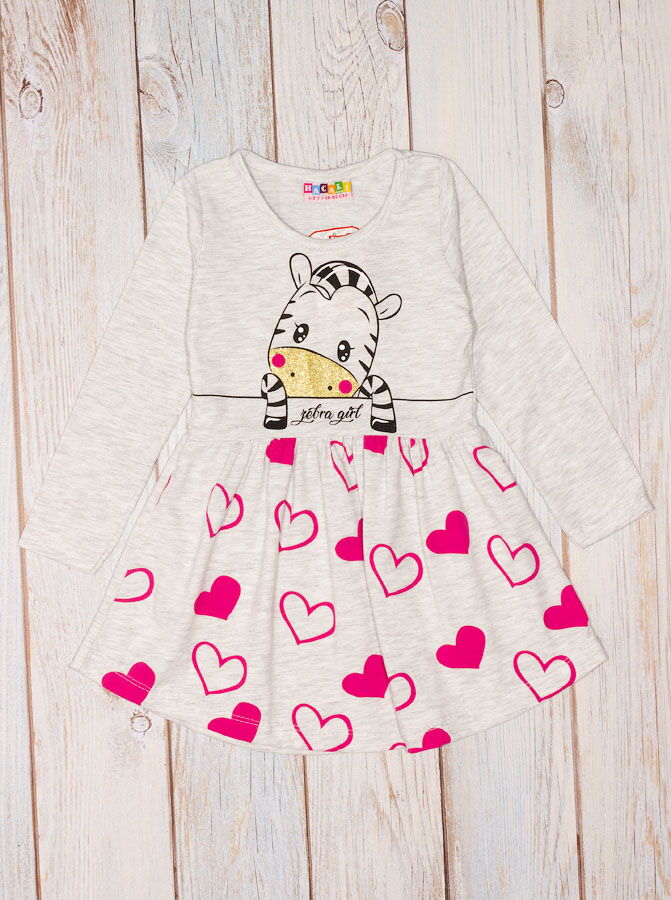 Трикотажное платье для девочки Зебра серое 6895 - цена