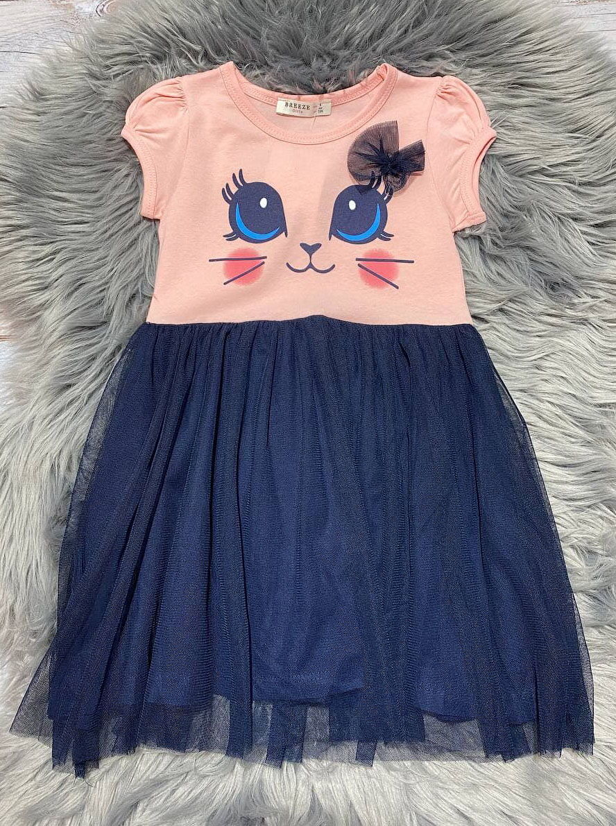 Платье для девочки Кошечка персиковое 10676 - цена