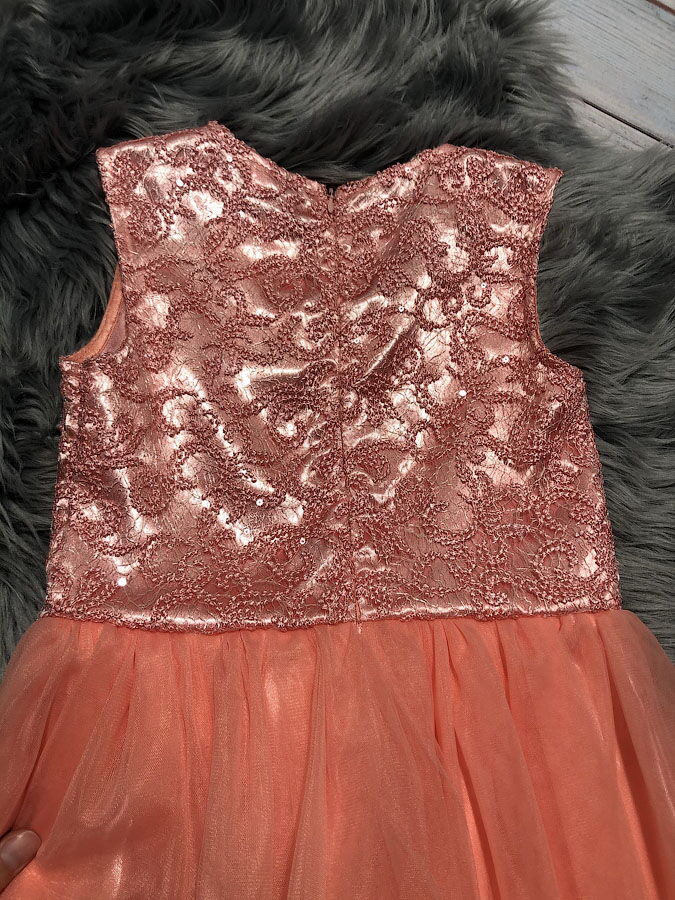 Платье нарядное для девочки Mevis персиковое 2601-02 - фотография