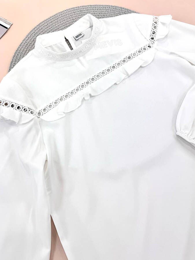 Блузка для девочки Mevis молочная 4859-01 - размеры