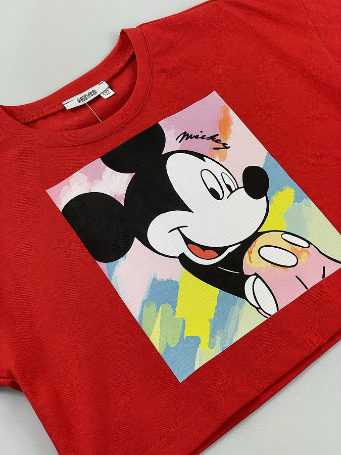 Футболка для девочки Mevis Микки красная 4657-02 - картинка