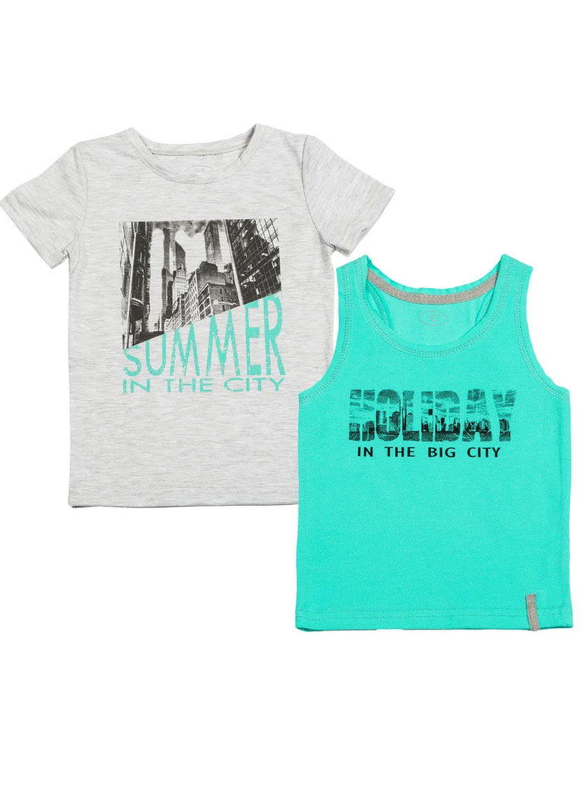 Комплект майка и футболка для мальчика Фламинго серый 983-416 - фото