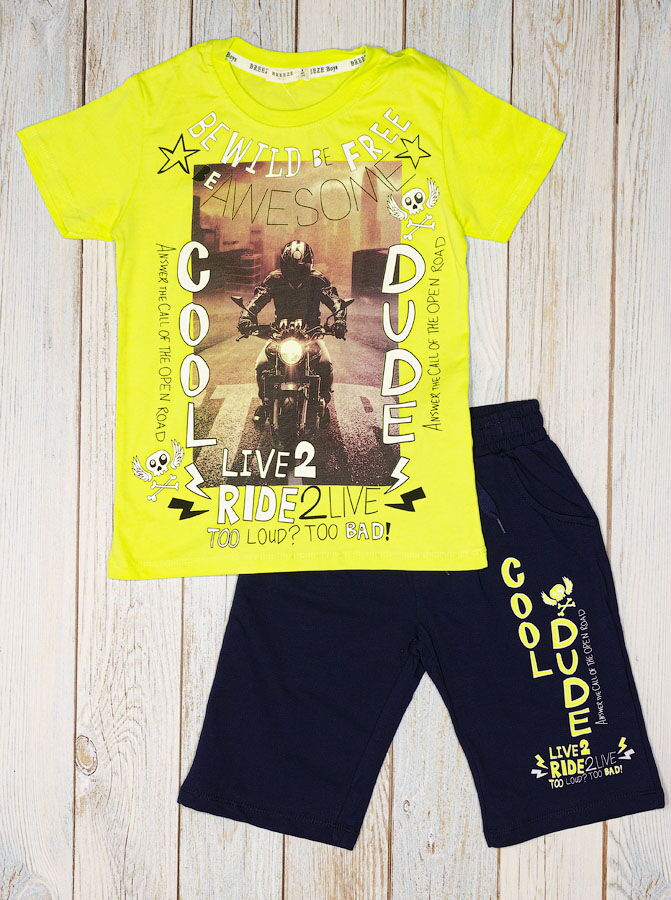Комплект футболка и шорты для мальчика Breeze Cool Dude салатовый 15397 - фото