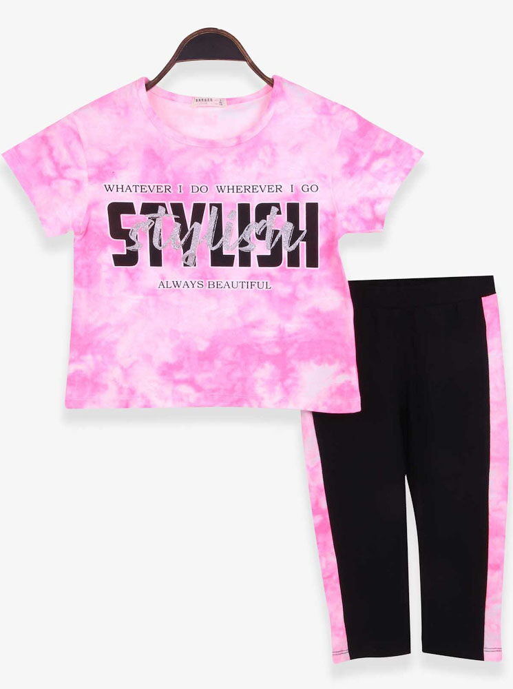 Комплект футболка и бриджи для девочки Breeze Stylish ярко-розовый 17022 - цена