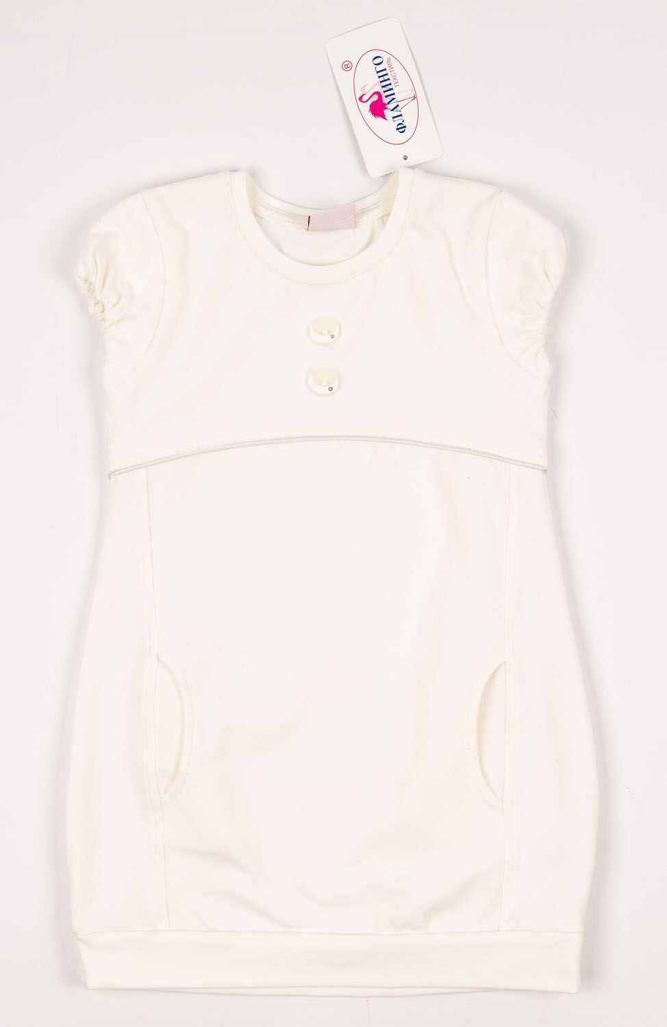 Платье-туника для девочки Фламинго молочное 904-416 - фото