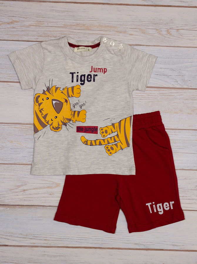 Комплект футболка и шорты для мальчика Breeze Tiger серый 14379 - размеры