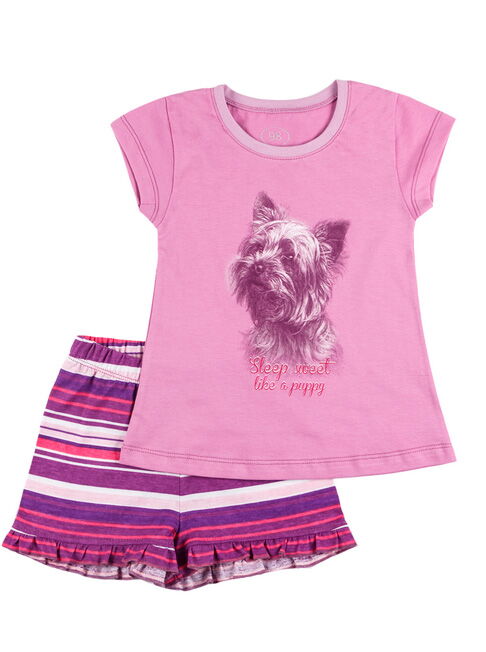 Летняя пижама для девочки Фламинго Собачка розовая 226-117 - цена