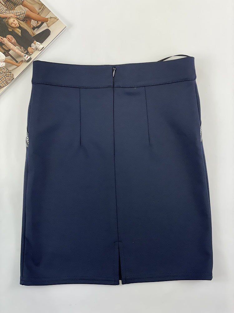 Трикотажная юбка для девочки синяя Mevis 3501-01 - размеры