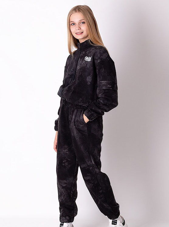 Спортивный костюм в стиле тай дай для девочки Mevis черный 3626-03 - цена