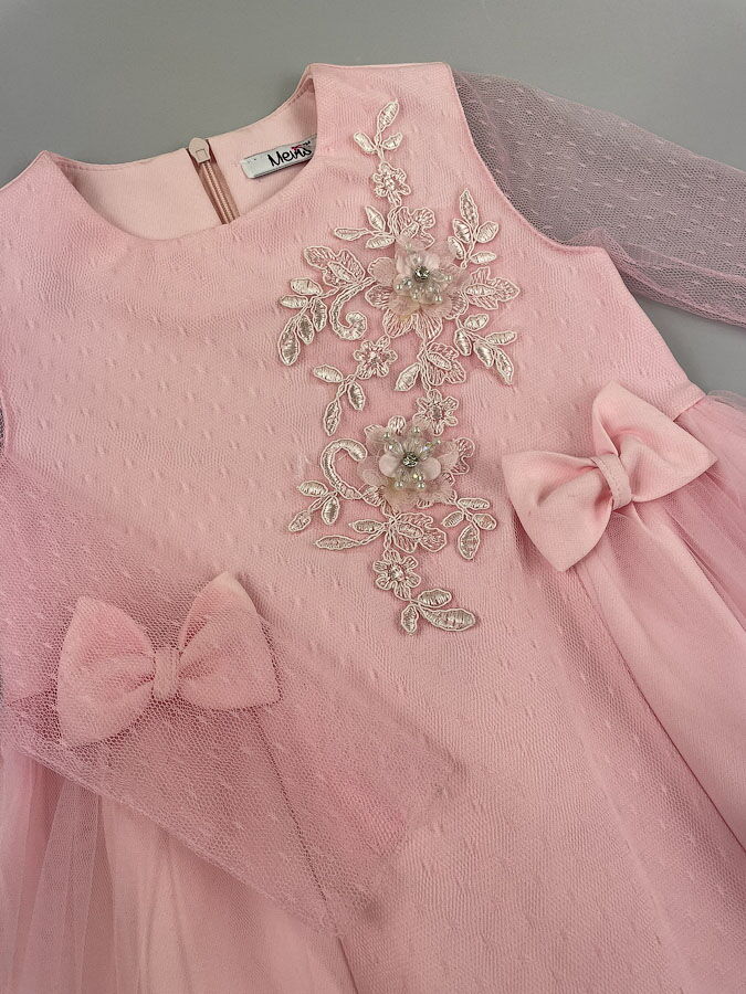 Нарядное платье для девочки Mevis розовое 2972-01 - фотография