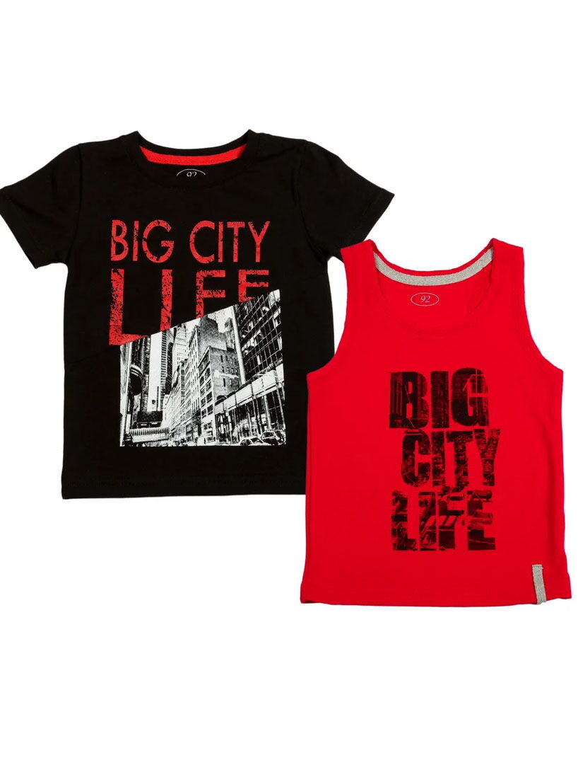 Комплект майка и футболка для мальчика Фламинго красный 983-416 - цена