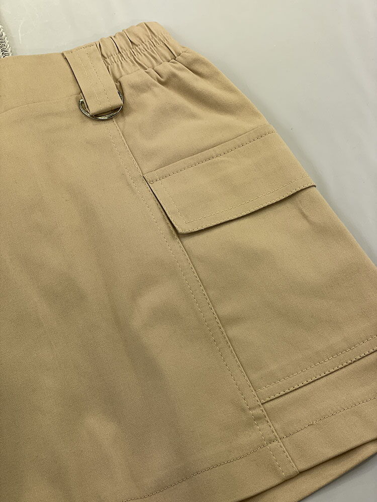 Коттоновая юбка-карго для девочки Mevis песочная 4957-06 - фото