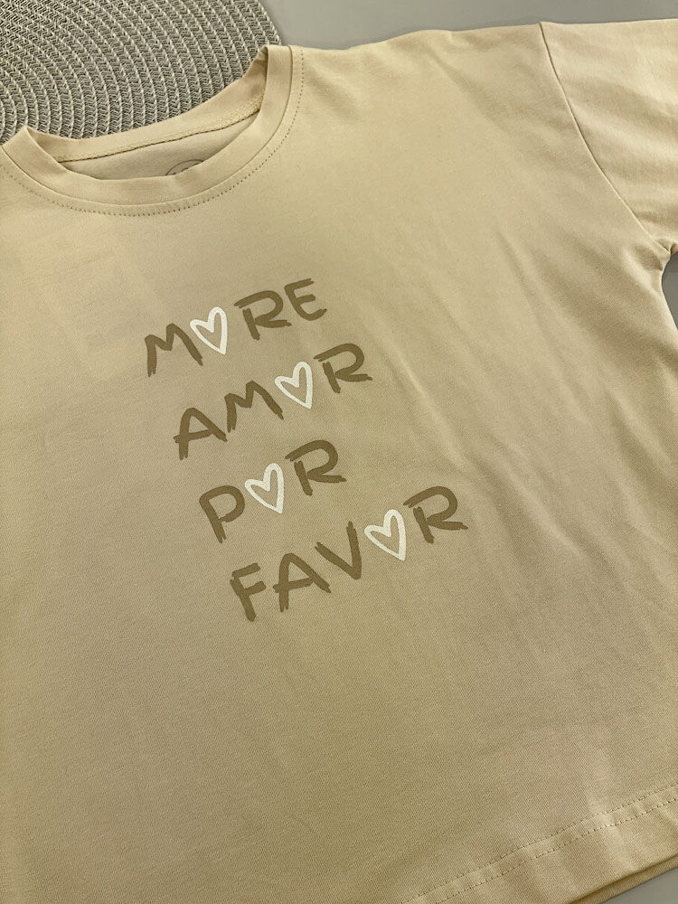 Футболка для девочки Фламинго Amor бежевая 1005-417 - фото