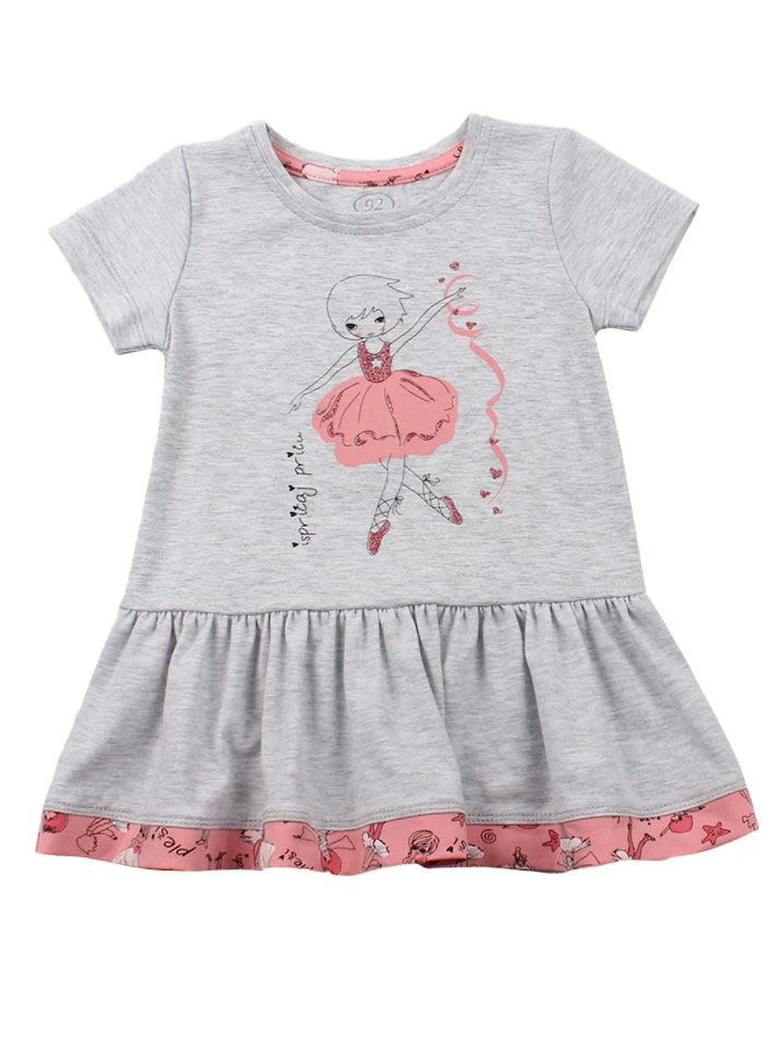Летнее платье для девочки Фламинго Балерина серое 763-420 - цена