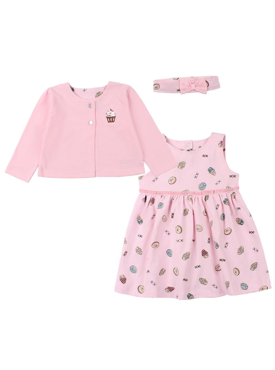 Нарядный комплект платье и кофточка для девочки Фламинго Cake розовый 519-420 - цена
