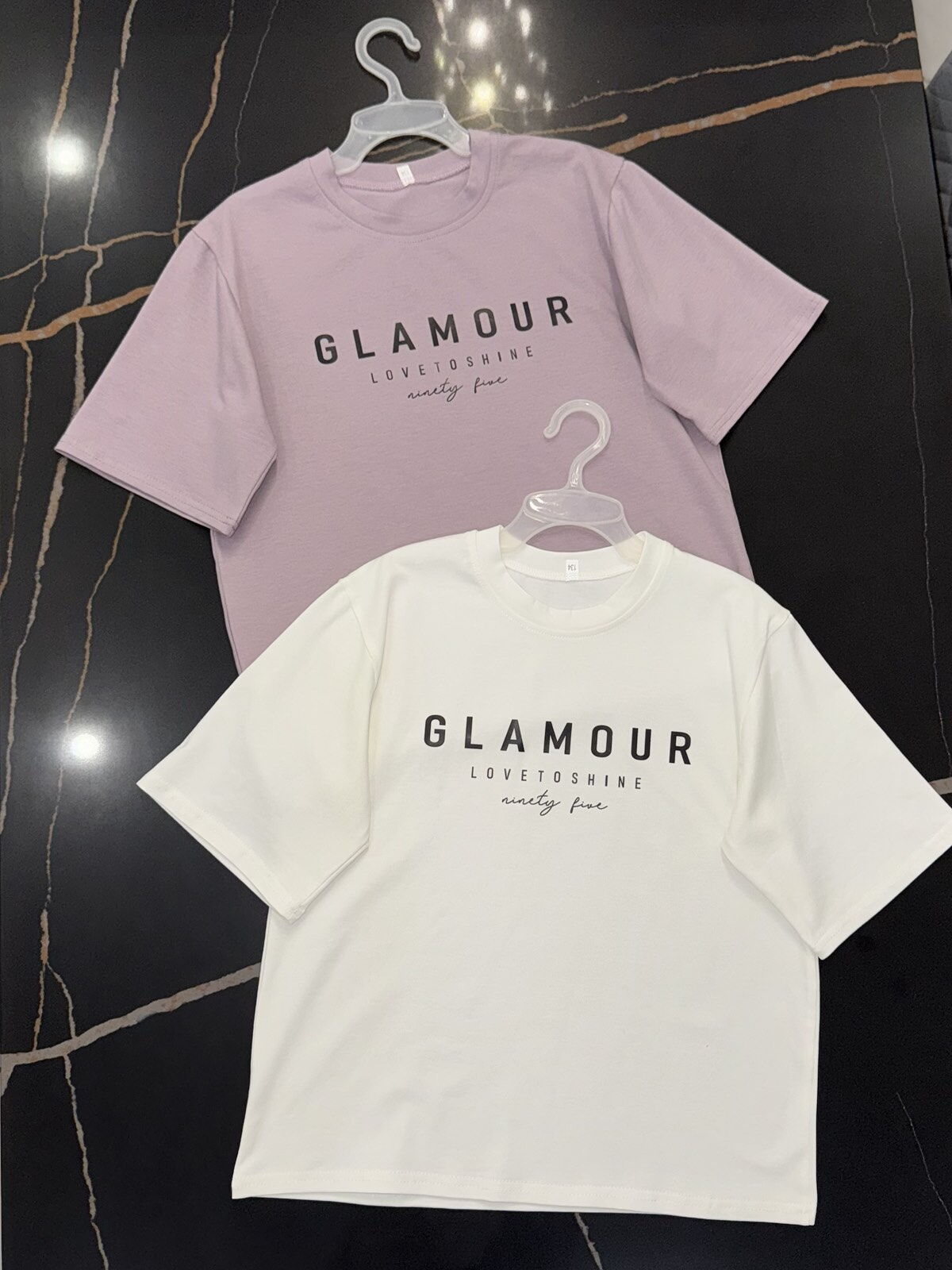 Базовая футболка оверсайз для девочки Glamour сиреневая 120525 - фото