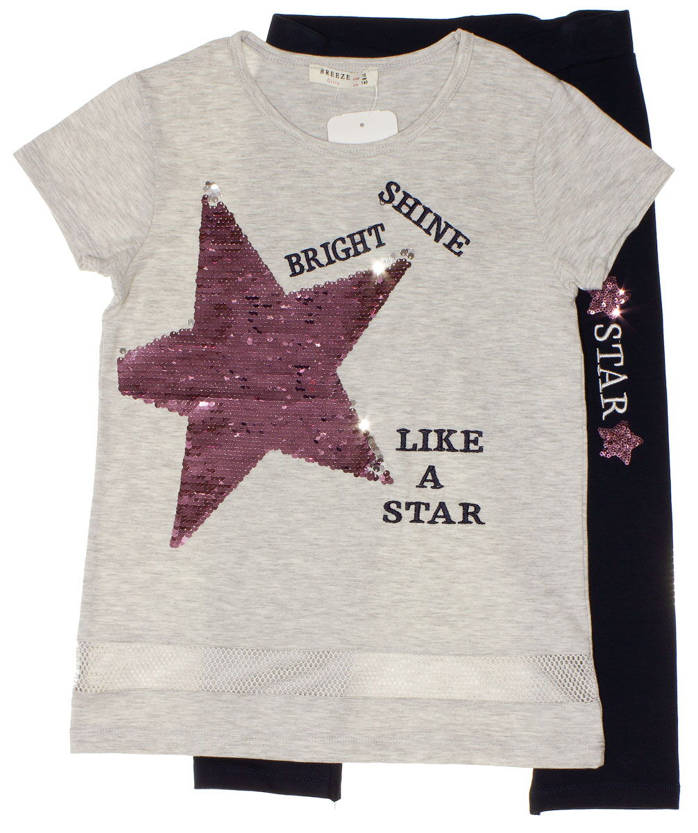 Комплект футболка и бриджи Breeze Звезда серый 12113 - цена