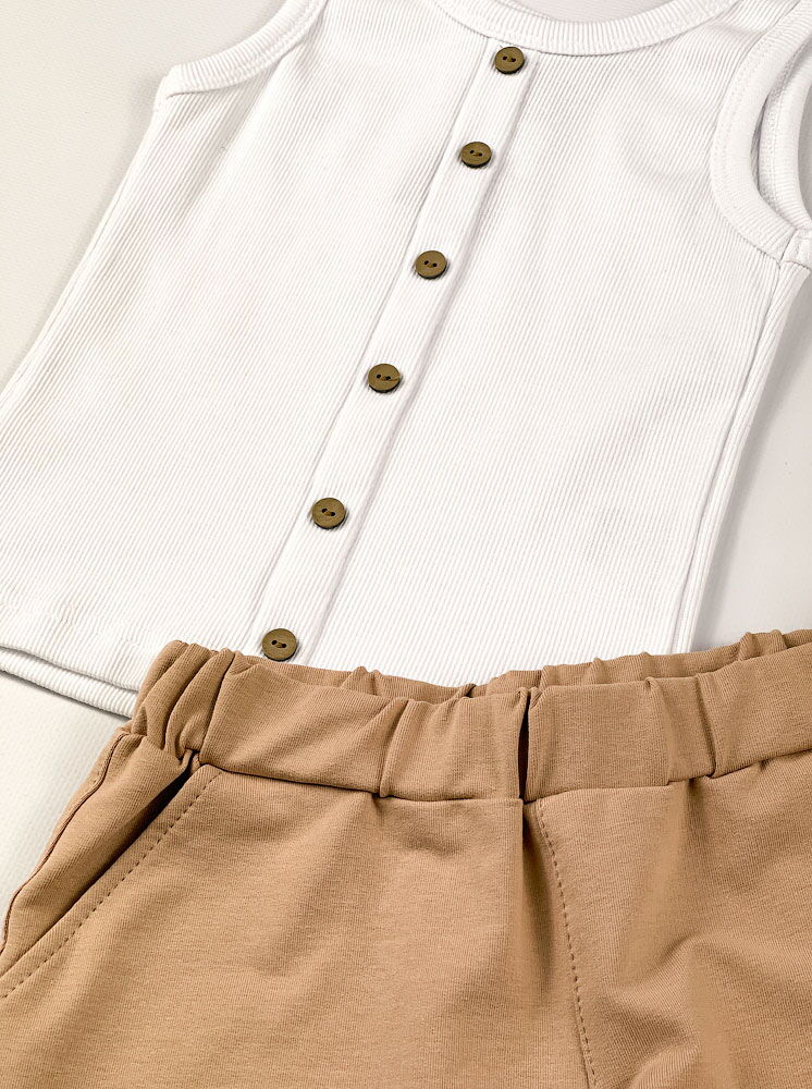 Летние шорты для девочки Фламинго бежевые 979-325 - размеры