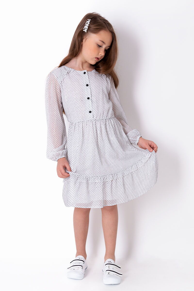 Шифоновое платье для девочки Mevis белое 4232-01 - цена