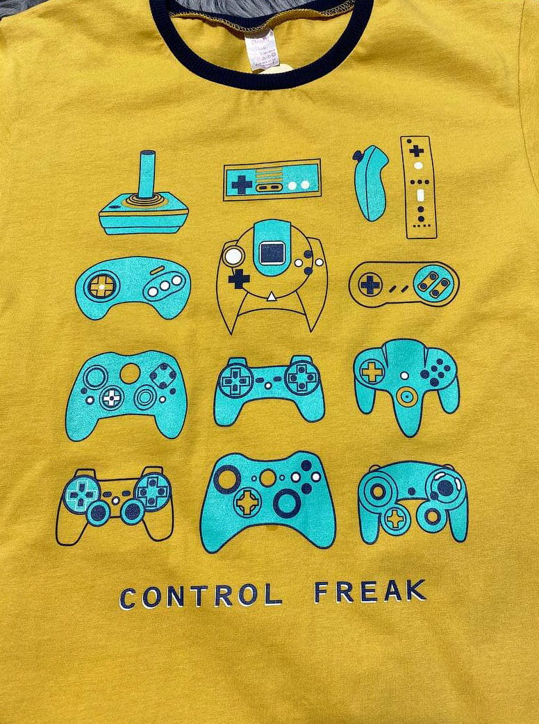 Футболка для мальчика Денди Джойстики горчичная 6234 - фотография