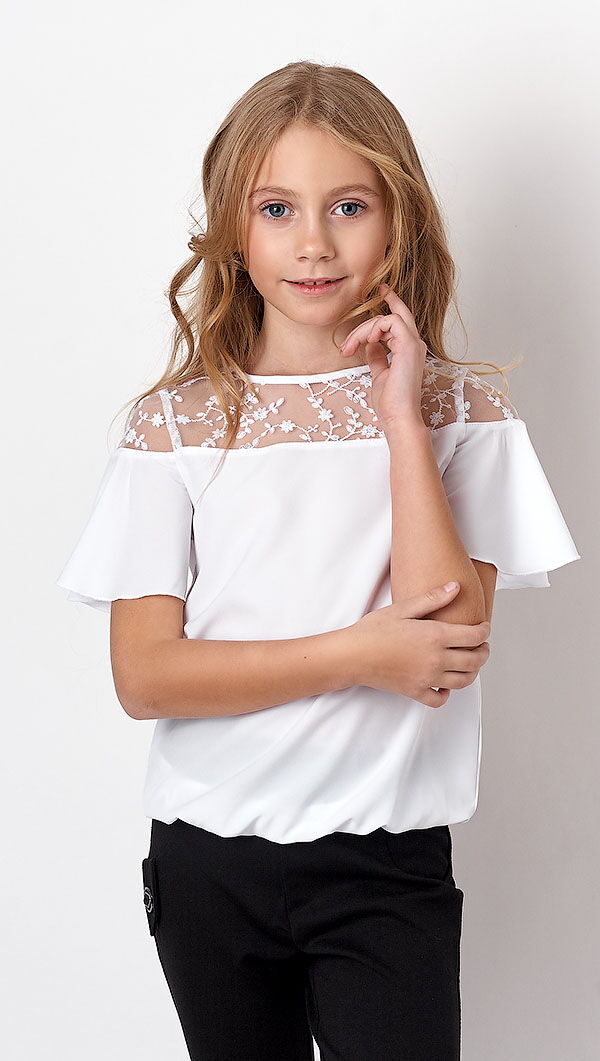 Блузка для девочки Mevis белая 3173-01 - цена