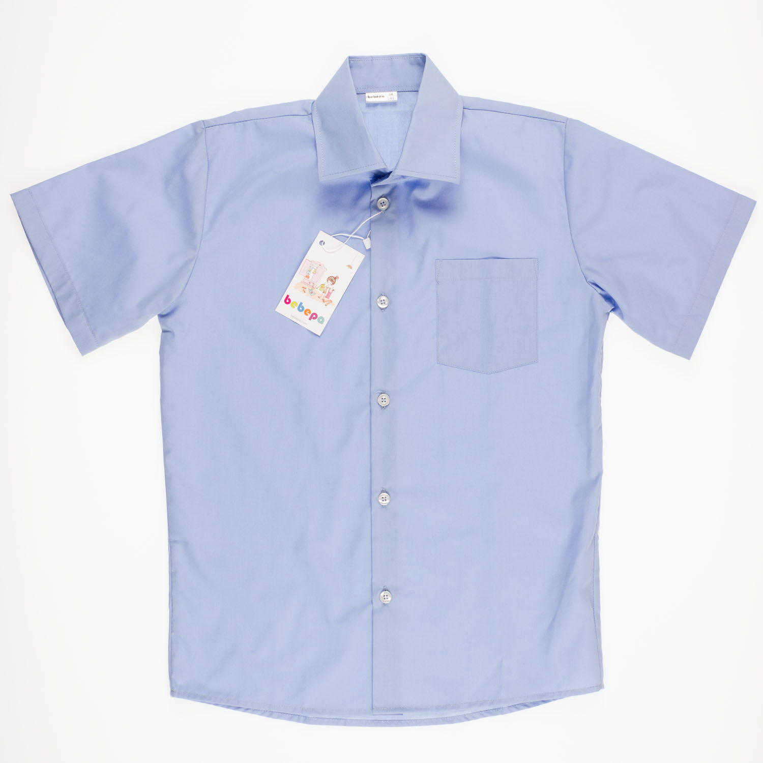Рубашка с коротким рукавом для мальчика Bebepa синяя 1105-017 - картинка