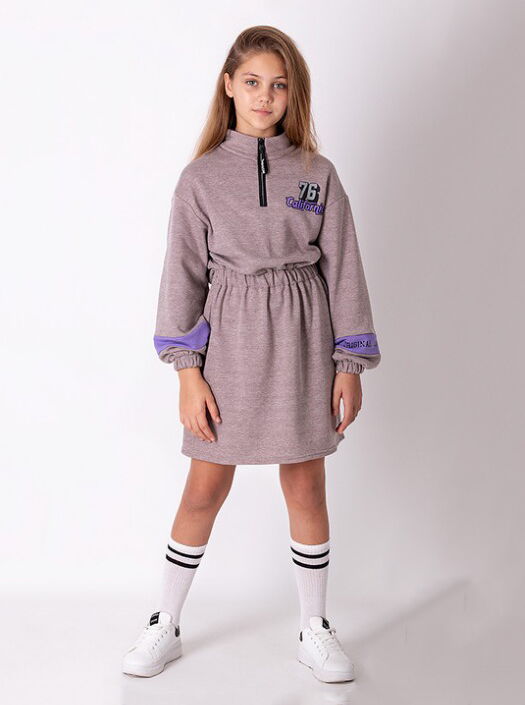 Трикотажное платье для девочки Mevis бежевое 3575-01 - цена
