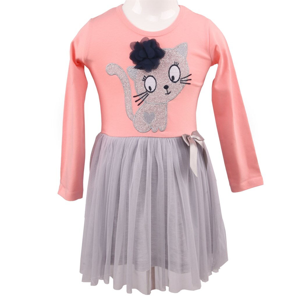 Платье для девочки Breeze Кошечка персиковое 10801 - фото