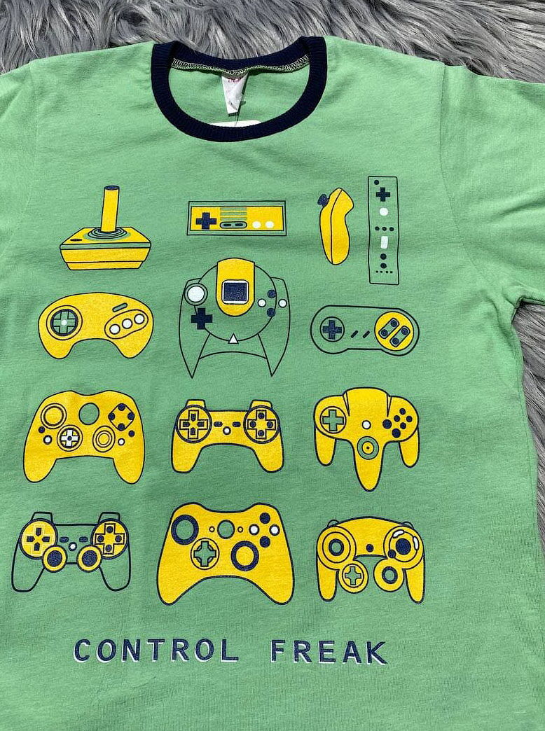 Футболка для мальчика Денди Джойстики зеленая 6234 - размеры